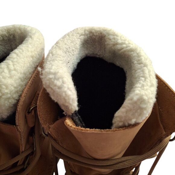 Sorel Caribou Womens Beige/Tan Waterproof Rubber Sole Winter Boots Laced Sz 8.5 - Picture 3 of 11
